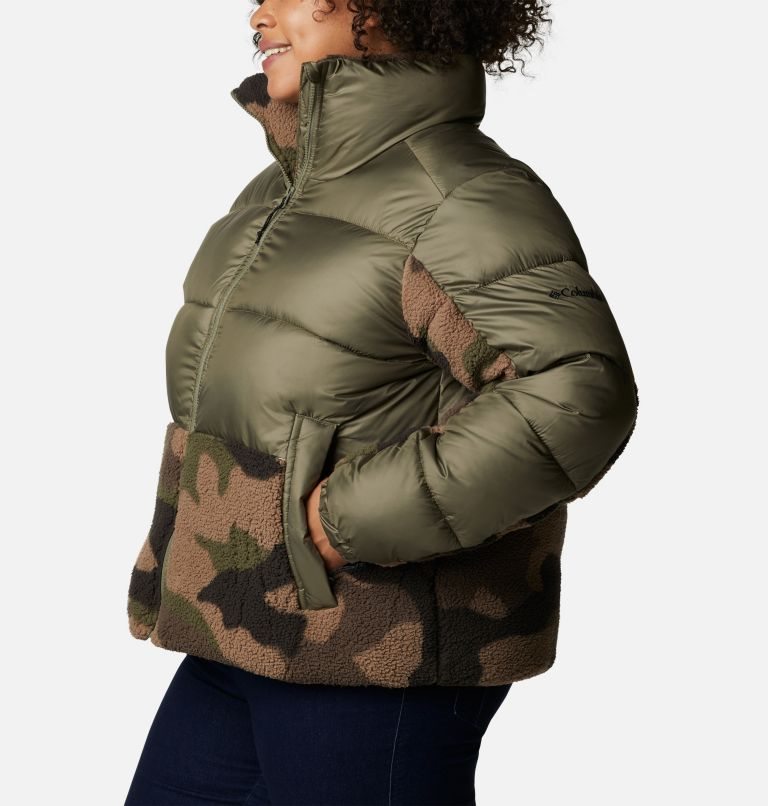 Women's Columbia Leadbetter Point Sherpa Hybrid Jackets Olive | Plus Size CA-H4L1C